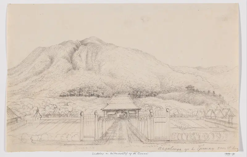 Landschap en buitenverblijf Argalingga op de Ciremai, West-Java Wall Art by Adrianus Johannes Bik - High-Resolution Digital Print