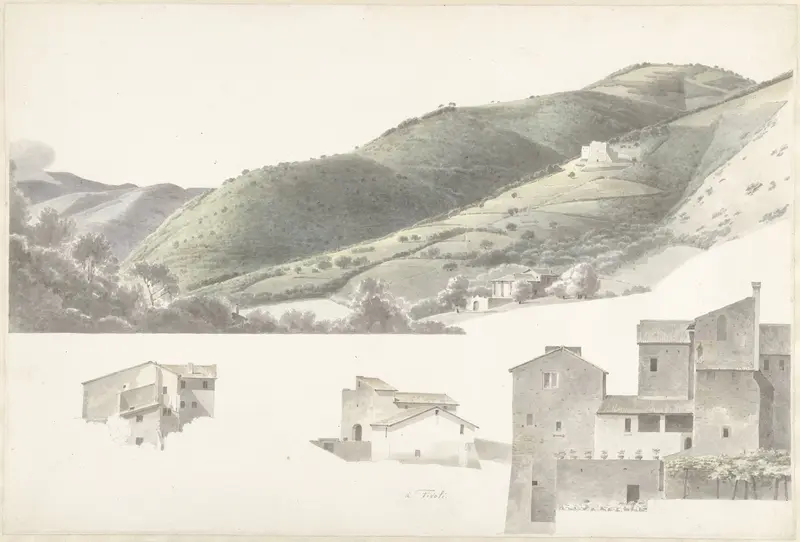 Landschap en enkele huizen bij Tivoli Wall Art by Josephus Augustus Knip - High-Resolution Digital Print