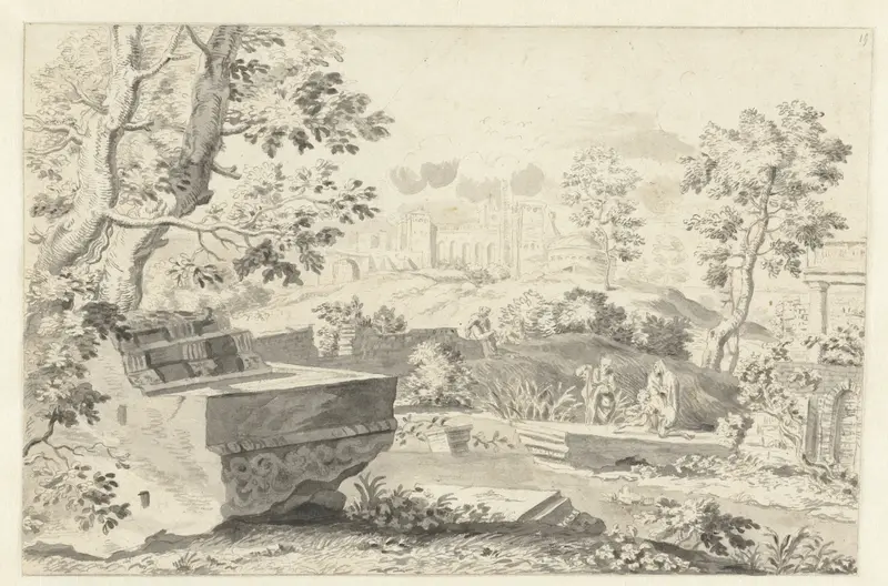 Landschap met antieke ruïnes Wall Art by Unknown - High-Resolution Digital Print