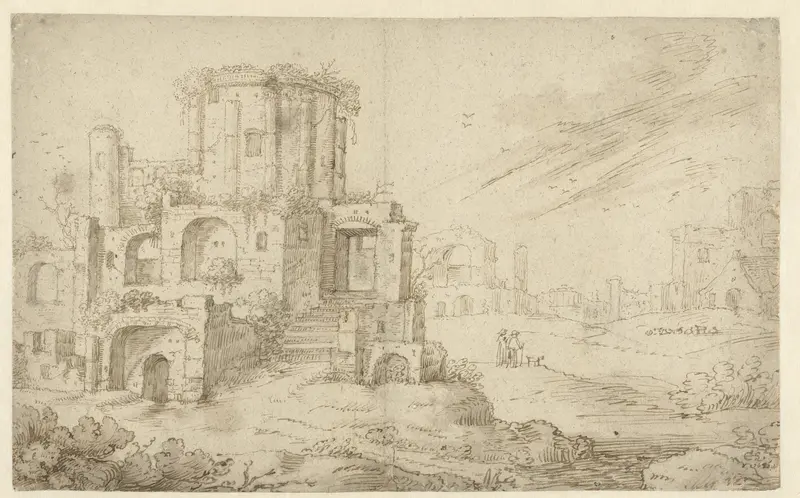 Landschap met antieke ruïnes Wall Art by Cornelis Saftleven - High-Resolution Digital Print