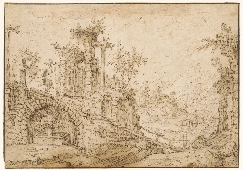 Landschap met antieke ruïnes Wall Art by Tobias Verhaecht - High-Resolution Digital Print