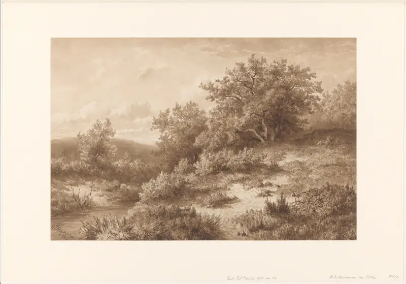 Landschap met beek en struiken Wall Art by Hendrik Dirk Kruseman van Elten - High-Resolution Digital Print