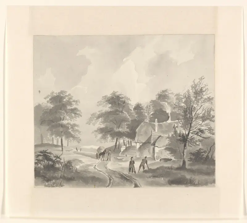Landschap met boerderij aan een weg Wall Art by Johannes van Reijn - High-Resolution Digital Print