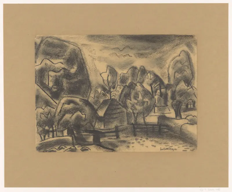 Landschap met boerderij tussen bomen Wall Art by Unknown - High-Resolution Digital Print