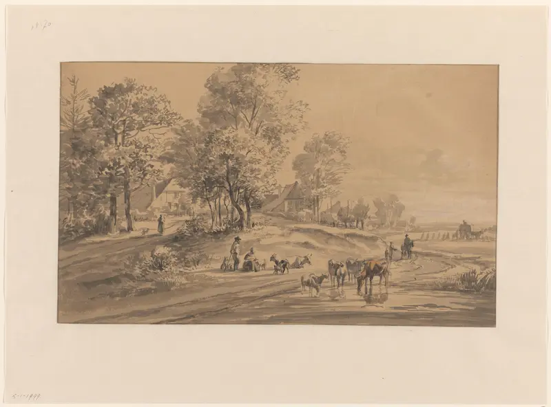 Landschap met boeren en vee Wall Art by Jan van Ravenswaay - High-Resolution Digital Print