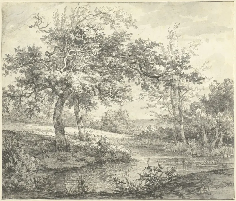Landschap met bomen aan water Wall Art by Jan Hulswit - High-Resolution Digital Print