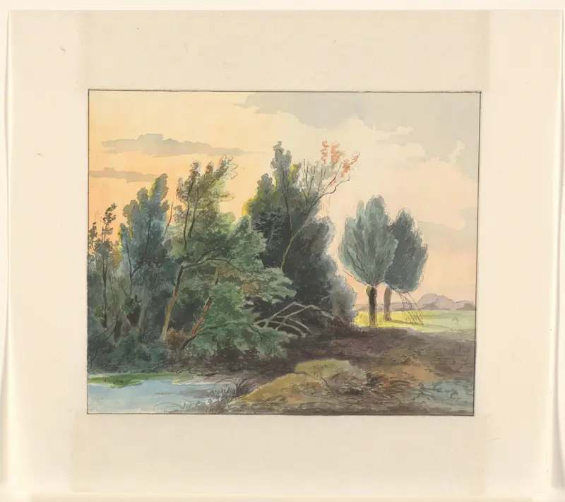 Landschap met bomen bij een sloot Wall Art by Johannes van Reijn - High-Resolution Digital Print