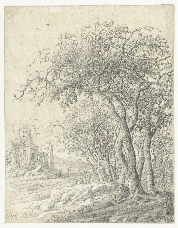 Landschap met bomen en een ruïne Wall Art by Anthonie Jansz. van der Croos - High-Resolution Digital Print