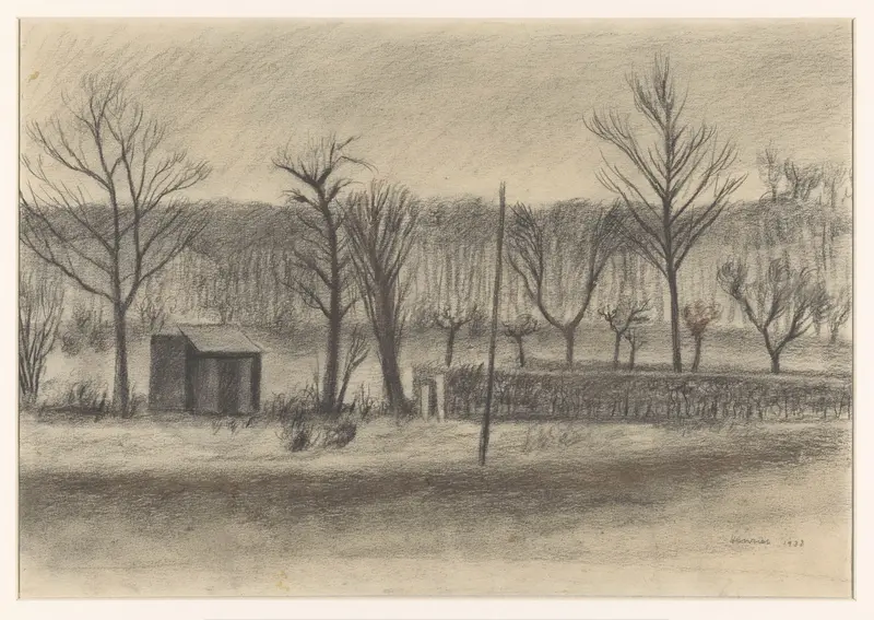 Landschap met bomen en een schuur Wall Art by Unknown - High-Resolution Digital Print