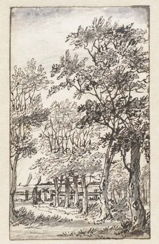 Landschap met bomen en in de verte water Wall Art by Unknown - High-Resolution Digital Print