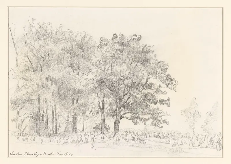 Landschap met bomen en schoven, bij het landgoed van Kasteel Twickel, bij Delden Wall Art by Sientje Mesdag-van Houten - High-Resolution Digital Print