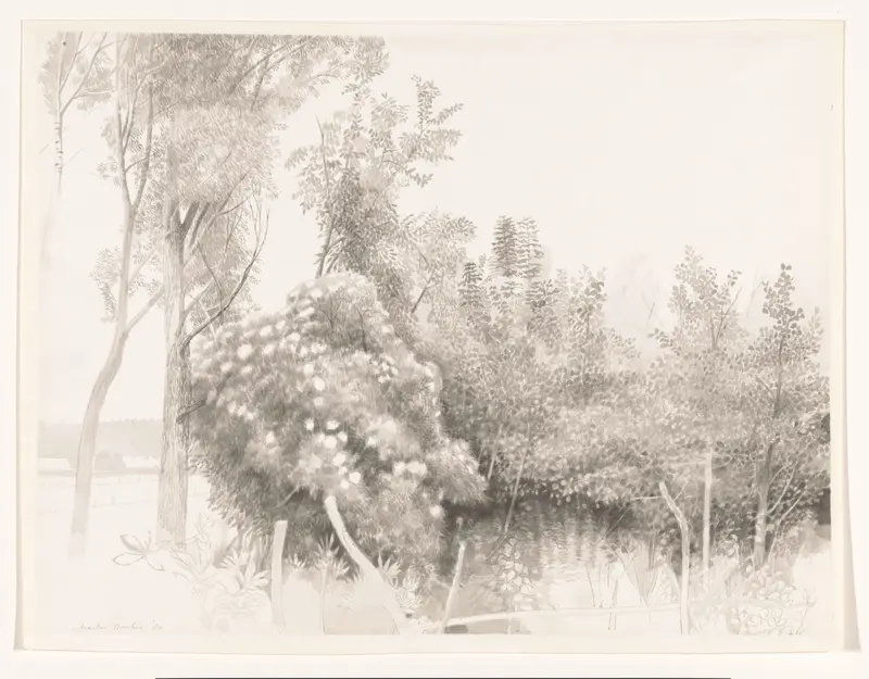 Landschap met bomen en struiken langs een sloot Wall Art by Unknown - High-Resolution Digital Print
