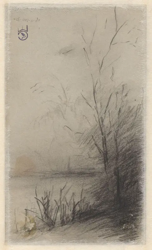 Landschap met bomen langs een waterkant Wall Art by Johannes Gijsbert Vogel - High-Resolution Digital Print