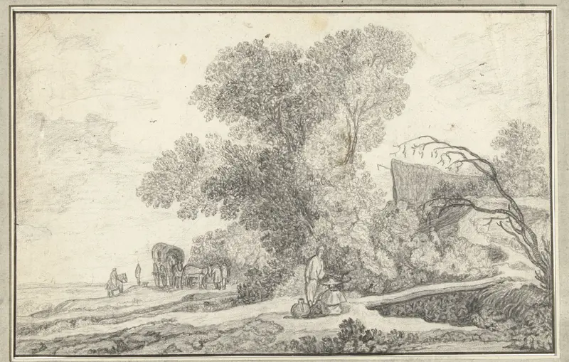 Landschap met boomgroep en huifkar Wall Art by anonymous - High-Resolution Digital Print