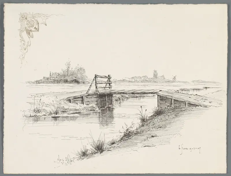 Landschap met brug over een sloot Wall Art by Unknown - High-Resolution Digital Print
