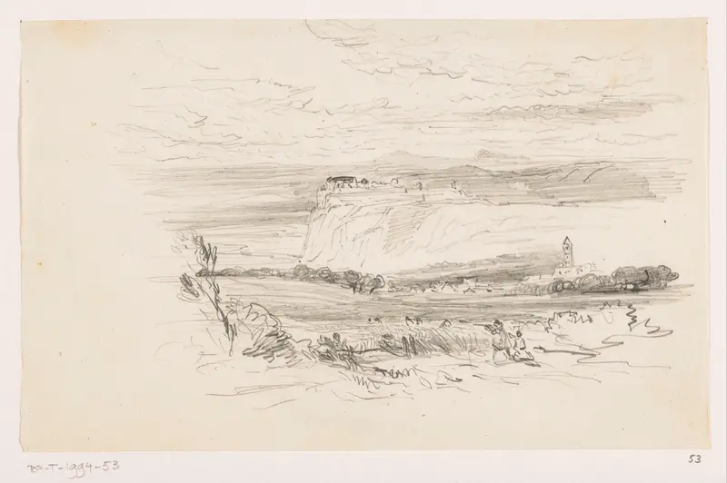 Landschap met burcht of klooster op hoge rots Wall Art by Johannes Tavenraat - High-Resolution Digital Print