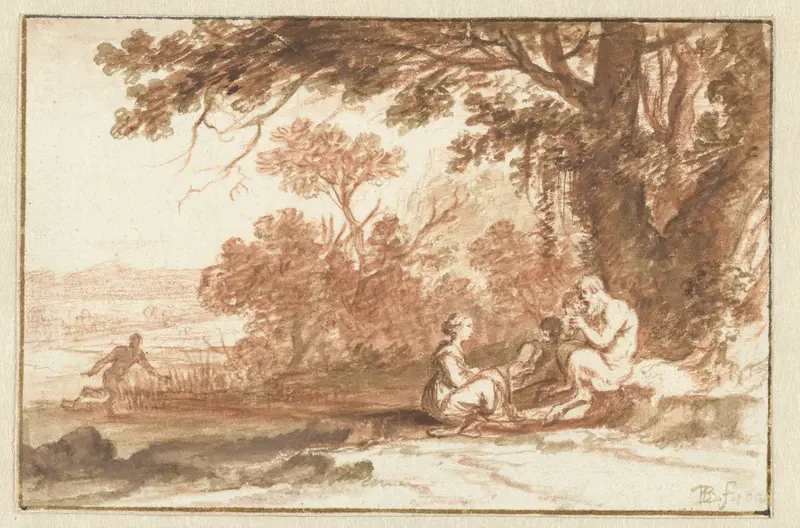 Landschap met de nimf Corsica en de satyr Wall Art by Bartholomeus Breenbergh - High-Resolution Digital Print