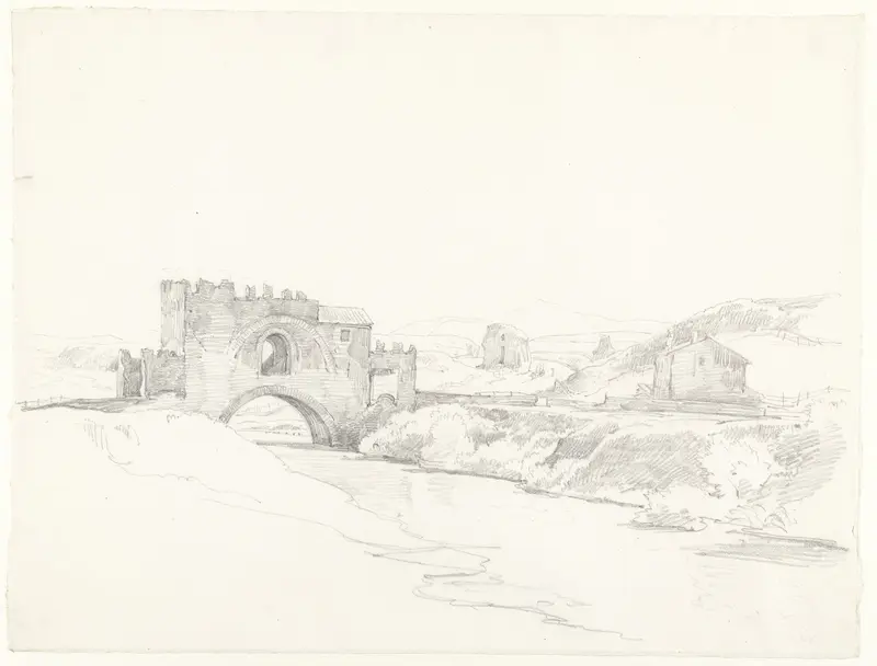 Landschap met de Ponte Nomentano bij Rome Wall Art by Hendrik Voogd - High-Resolution Digital Print