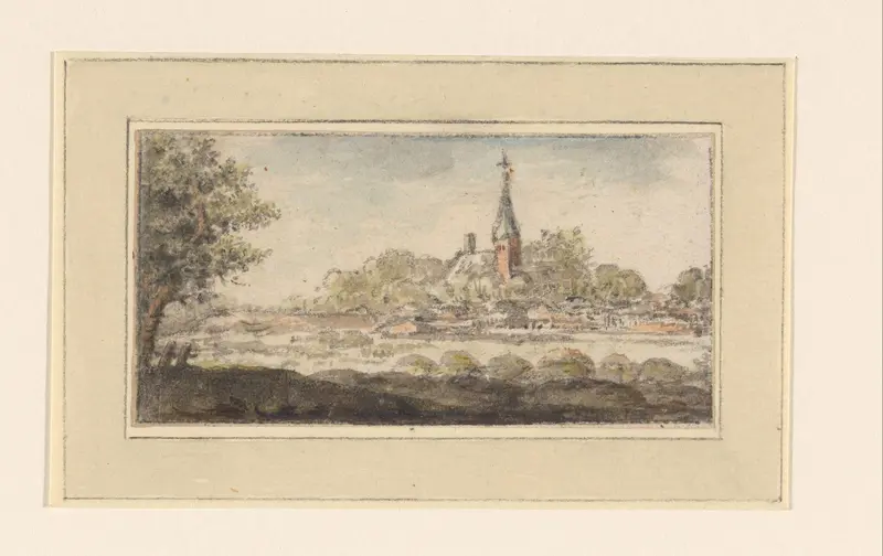 Landschap met dorp Wall Art by anonymous - High-Resolution Digital Print
