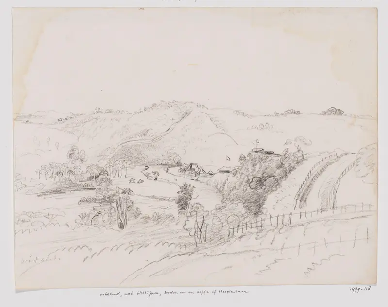Landschap met dorpje aan een rivier, West-Java Wall Art by Adrianus Johannes Bik - High-Resolution Digital Print