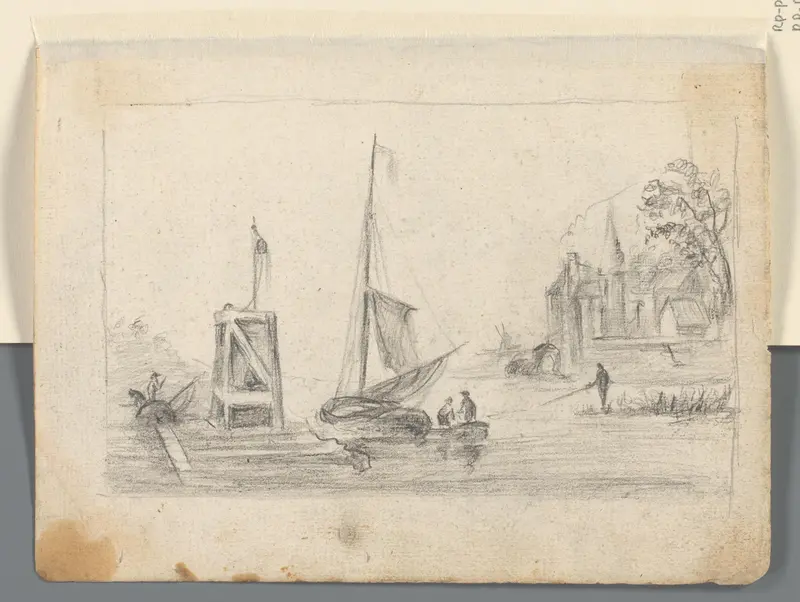 Landschap met een aangemeerde zeilboot Wall Art by anonymous - High-Resolution Digital Print