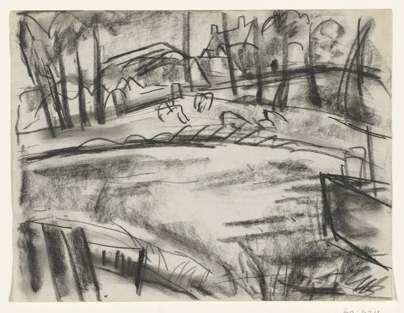 Landschap met een dorp op de achtergrond Wall Art by Leo Gestel - High-Resolution Digital Print