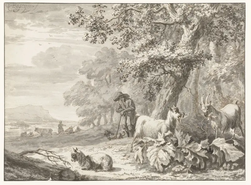Landschap met een geitenhoeder met zijn kudde Wall Art by Abraham Jansz Begeyn - High-Resolution Digital Print