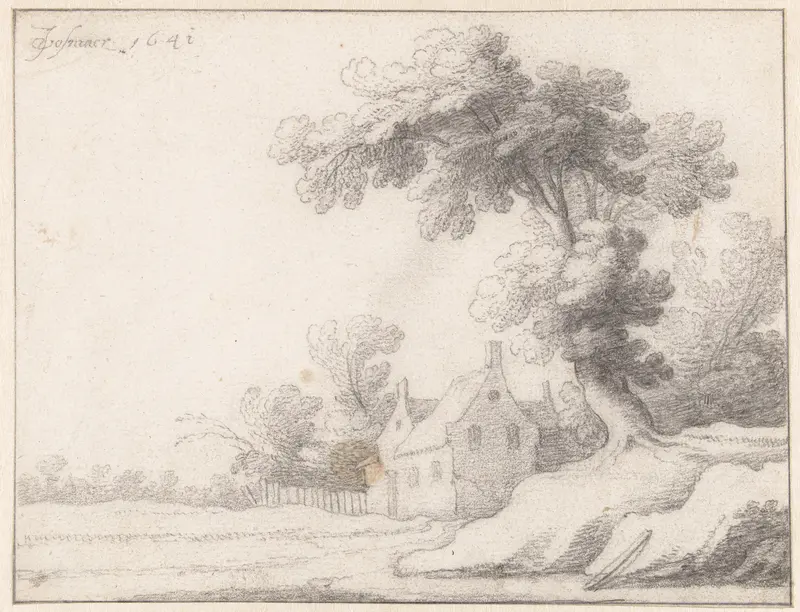 Landschap met een groep huizen aan een bosrand Wall Art by Jacob Vosmaer - High-Resolution Digital Print