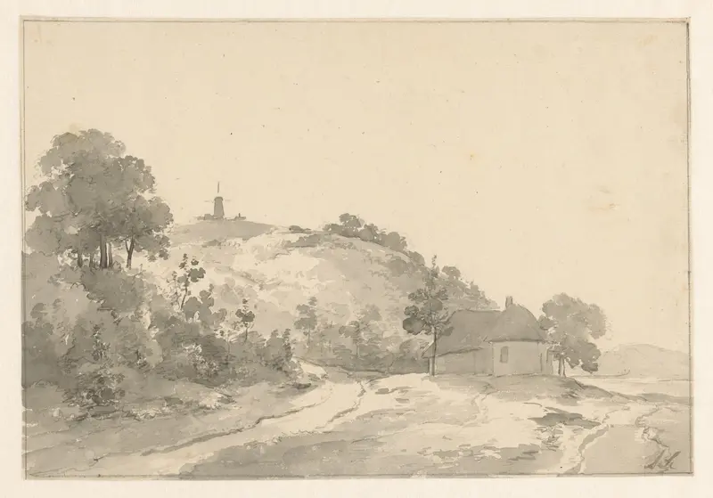 Landschap met een huis en een molen Wall Art by Andreas Schelfhout - High-Resolution Digital Print
