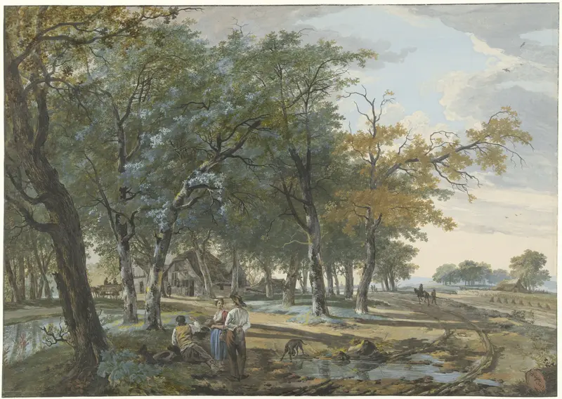 Landschap met een huis tussen bomen en een weg langs akkers Wall Art by Hermanus van Brussel - High-Resolution Digital Print
