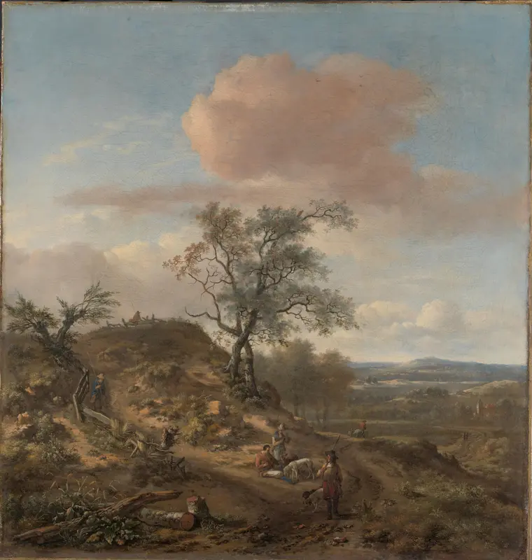 Landschap met een jager en andere figuren Wall Art by Jan Wijnants - High-Resolution Digital Print