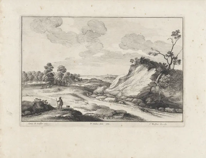 Landschap met een jager en zijn hond Wall Art by Unknown - High-Resolution Digital Print