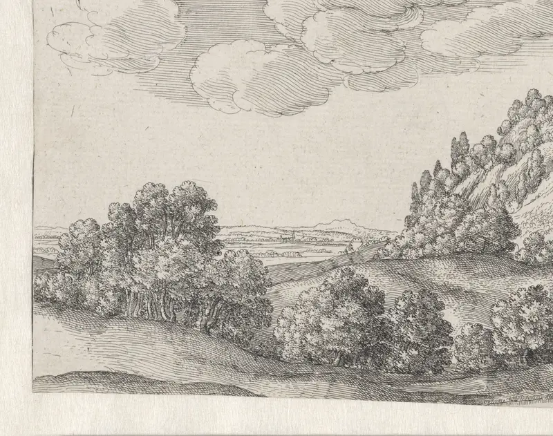 Landschap met een kasteel op een heuvel Wall Art by Unknown - High-Resolution Digital Print