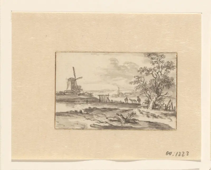 Landschap met een molen aan een vaart Wall Art by Unknown - High-Resolution Digital Print