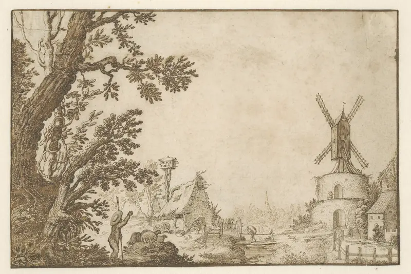 Landschap met een molen op een bolwerk Wall Art by Herman Breckerveld - High-Resolution Digital Print