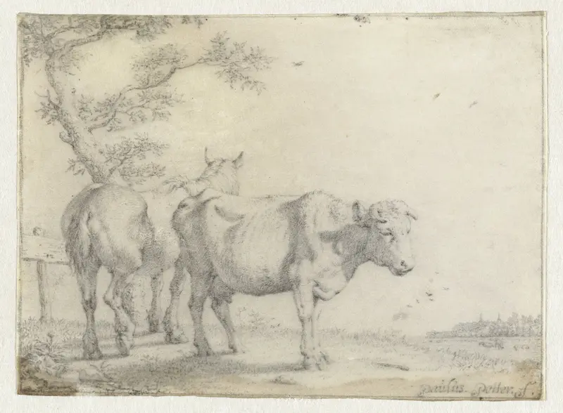 Landschap met een paard en een koe bij een boom Wall Art by Paulus Potter - High-Resolution Digital Print