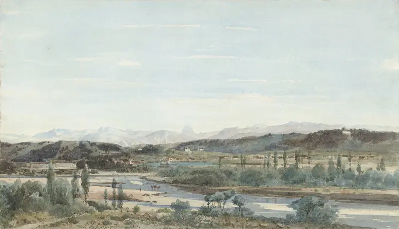 Landschap met een rivierdal in Zuid Frankrijk Wall Art by Henri Joseph Harpignies - High-Resolution Digital Print