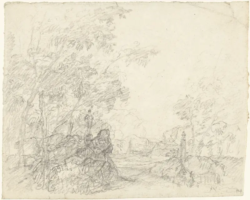 Landschap met een sculptuur Wall Art by Unknown - High-Resolution Digital Print