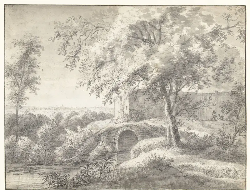 Landschap met een stenen brug Wall Art by Anthonie Waterloo - High-Resolution Digital Print