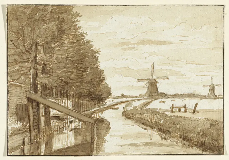 Landschap met een vaart en twee molens Wall Art by Jean Bernard - High-Resolution Digital Print