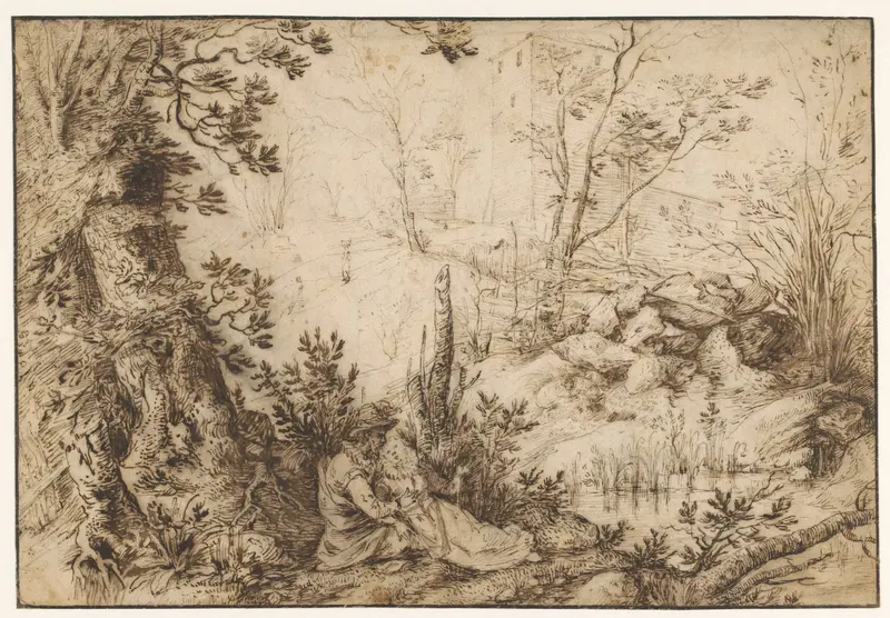 Landschap met een vrijend paartje Wall Art by Paulus Willemsz. van Vianen - High-Resolution Digital Print