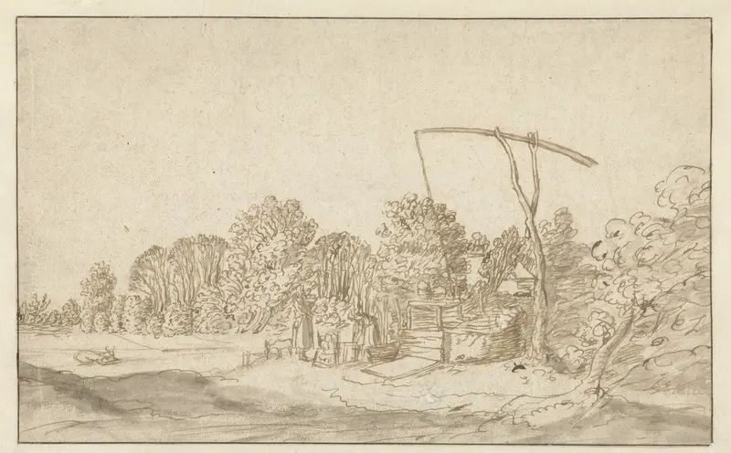 Landschap met een waterput Wall Art by Unknown - High-Resolution Digital Print