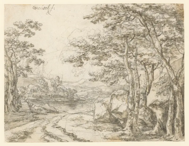 Landschap met een weg langs bomen Wall Art by Willem de Heusch - High-Resolution Digital Print