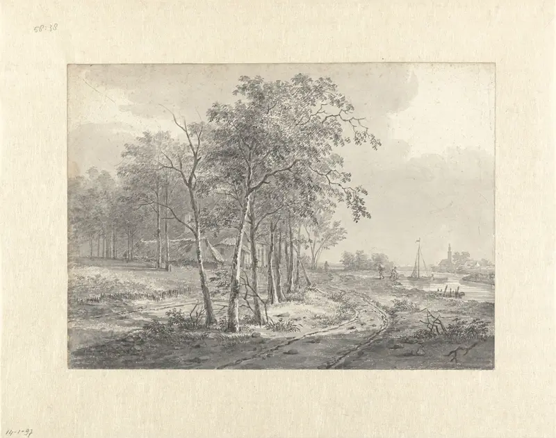 Landschap met een weg langs een water Wall Art by Johannes Franciscus Christ - High-Resolution Digital Print