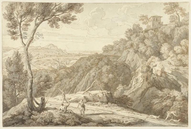 Landschap met enkele figuren op een landweg Wall Art by Isaac de Moucheron - High-Resolution Digital Print