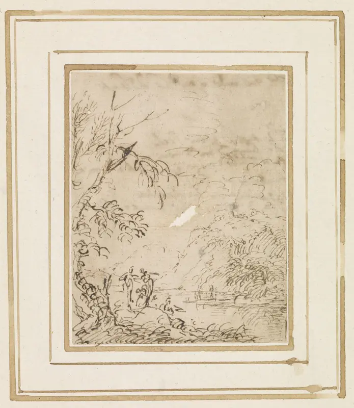 Landschap met figuren bij een vijver Wall Art by Salvator Rosa - High-Resolution Digital Print
