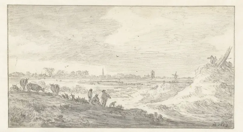 Landschap met figuren op een duin Wall Art by Jan van Goyen - High-Resolution Digital Print