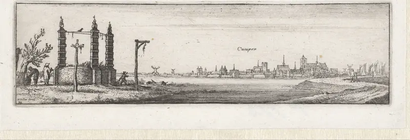 Landschap met galgen en gezicht op Kampen Wall Art by Unknown - High-Resolution Digital Print