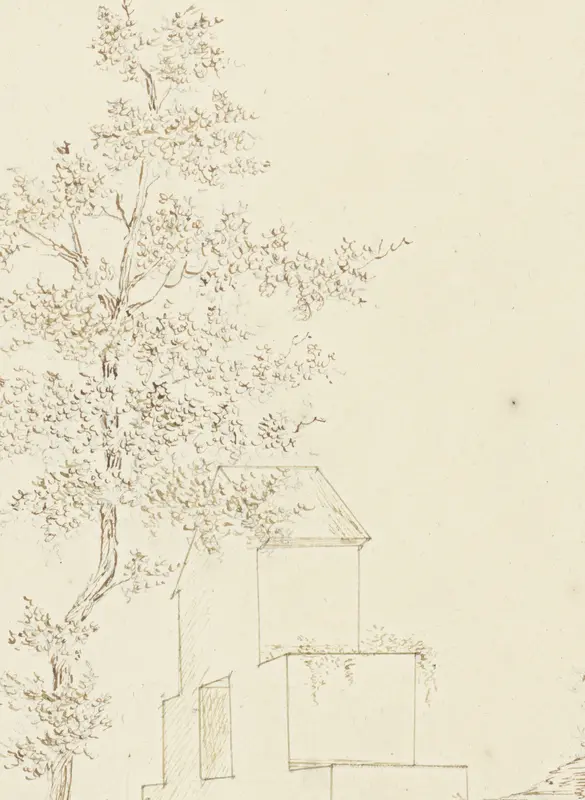 Landschap met geometrisch bouwwerk Wall Art by L.H. Büse - High-Resolution Digital Print