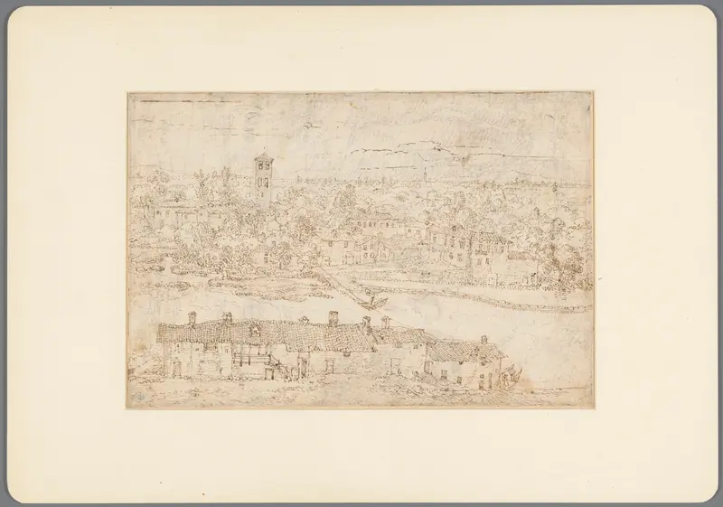 Landschap met gezicht op dorp aan rivier Wall Art by Gaspard Dughet - High-Resolution Digital Print